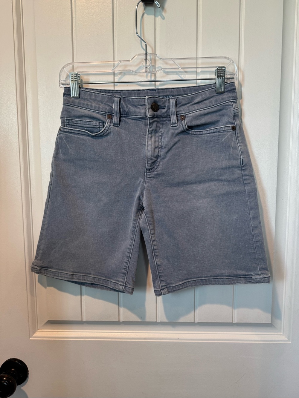 Lands' End Dusty Blur Gray Denim Shorts with Logo Waistband